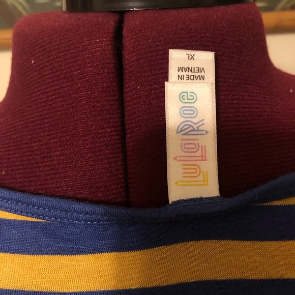 LuLaRoe Blue and Yellow Classic Tee - Picture 5 of 5